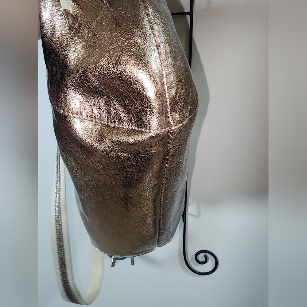 Coach Poppy Gold Jazzy Hobo Leather Shoulder Bag Crossbody Purse Cinched - Picture 7 of 13